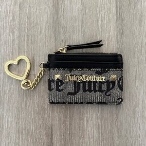 Juicy Couture Women’s Black & Tan Wallet/ Card holder with Heart Key Chain